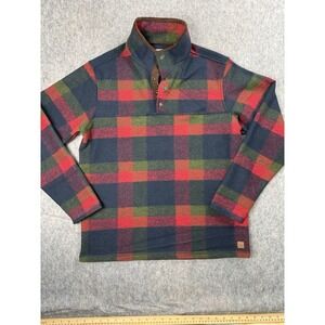 John Wayne Mens 1/4 Snap Pullover Flannel Red Green Plaid Thick Size Medium‎